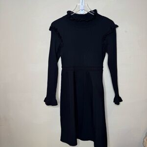 Hailey Lyn Dress Womens medium Petite MP Black Ruffles Knit A-line NWOT